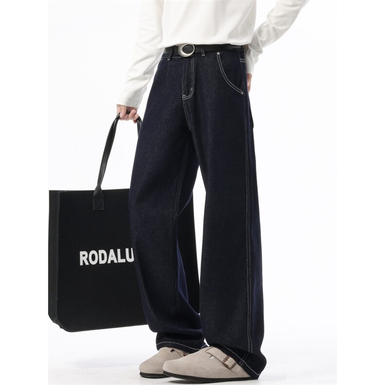 嗨淘-基础原牛牛仔裤老钱风丹宁直筒裤弯刀裤-8010-P45，男装牛仔裤，星座910