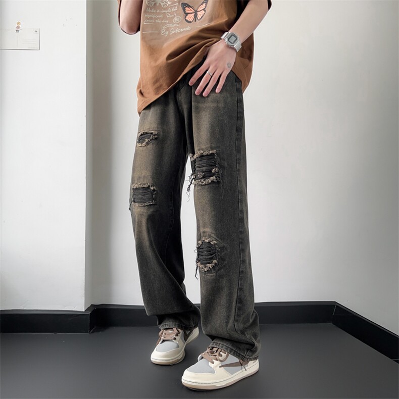 港风潮男夏季新款牛仔裤嘻哈ins潮高街潮流痞帅长裤N02002-P45,男装牛仔裤,星座308B-1