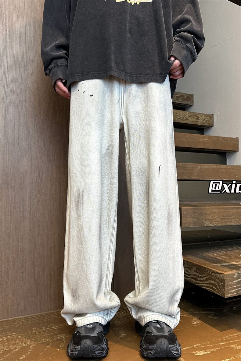XZ616秋季新款重磅水洗扎染白色牛仔休闲长裤TY1018特P65控78,男装休闲裤,星座512A（原616）