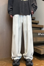 XZ616秋季新款重磅水洗扎染白色牛仔休闲长裤TY1018特P65控78，男装休闲裤，星座512A（原616）