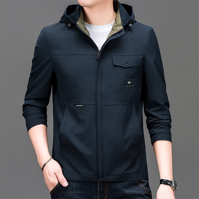 男士春季夹克男装连帽中年商务休闲纯色茄克衫上衣服BSNA802-P120,男装夹克,星座1105-3