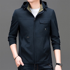 男士春季夹克男装连帽中年商务休闲纯色茄克衫上衣服BSNA802-P120，男装夹克，星座1105-3