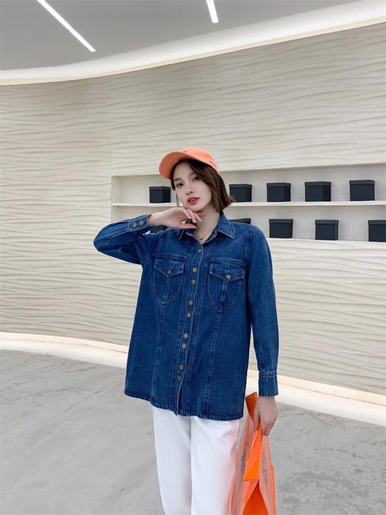 韩版牛仔百搭款衬衫，女装衬衫，名门秀