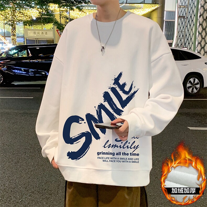 W519P35加绒45原创小众高街潮牌圆领卫衣春秋季宽松长袖打底衫t,男装T恤,星座304A-1