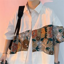 1绣花拼接成分：聚酯纤维M-5XL大码短袖衬衫男DCS7743P42控68，男装T恤，星座226-2