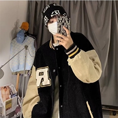 灯芯绒棒球服男春秋款情侣潮牌痞帅外套美式复古夹克JK131-P54，男装夹克，星座208-5