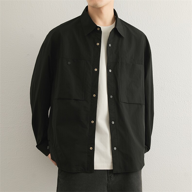 纯色工装风多口袋衬衫式夹克翻领休闲男士休闲男外套JK703P100,男装夹克,星座914