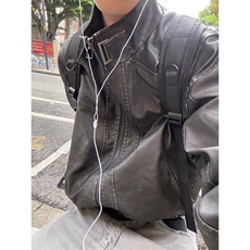 1506/QJ90260/P89欧美小羊头原货高端简约男士机车皮衣外套，男装皮衣，星座1506