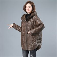 2020冬季新款气质时尚连帽羽绒服保暖优雅白鸭绒羽绒服，女装羽绒服，深水步