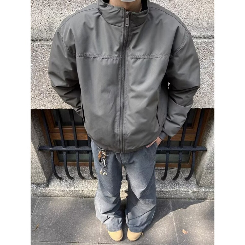 宽松型棒球服美式复古外套男春秋款小众飞行员工装夹克长袖潮翻领,男装夹克,星座506A