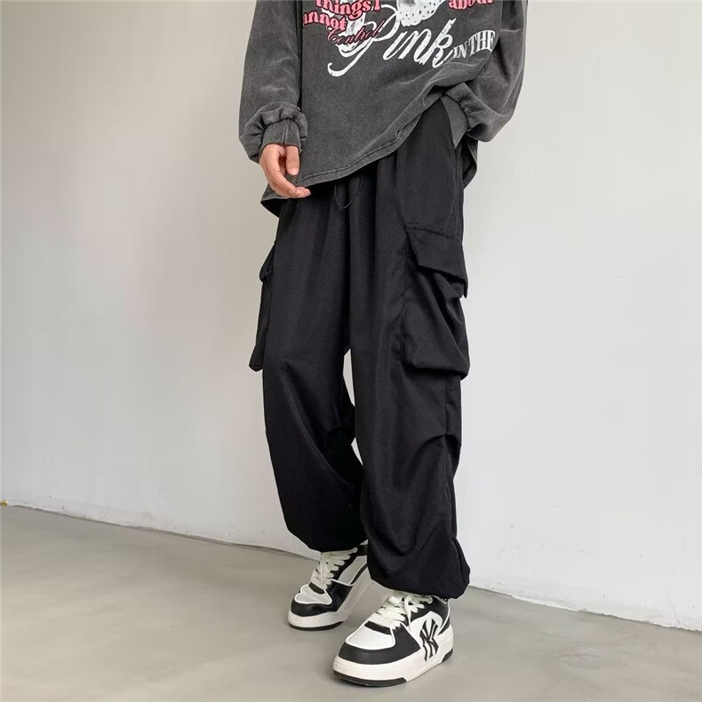 休闲裤男韩版潮流美式高街大口袋2024秋冬季新款ins长裤K4575-P34图片