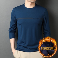 秋冬季加绒加厚棉长袖男中年时尚休闲纯色圆领套头HPNT7716-P80，男装T恤，电商B212（原钱塘6029）