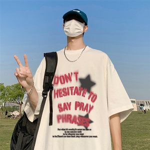 ！港风 23夏季时尚复古星星印花短袖T恤T6099P25控38图片