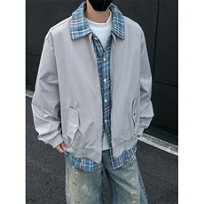 老钱风假两件外套男2025春秋新款拼接撞色宽松cleanfit飞行服夹克，男装夹克，星座410-6（原星座1304-1）