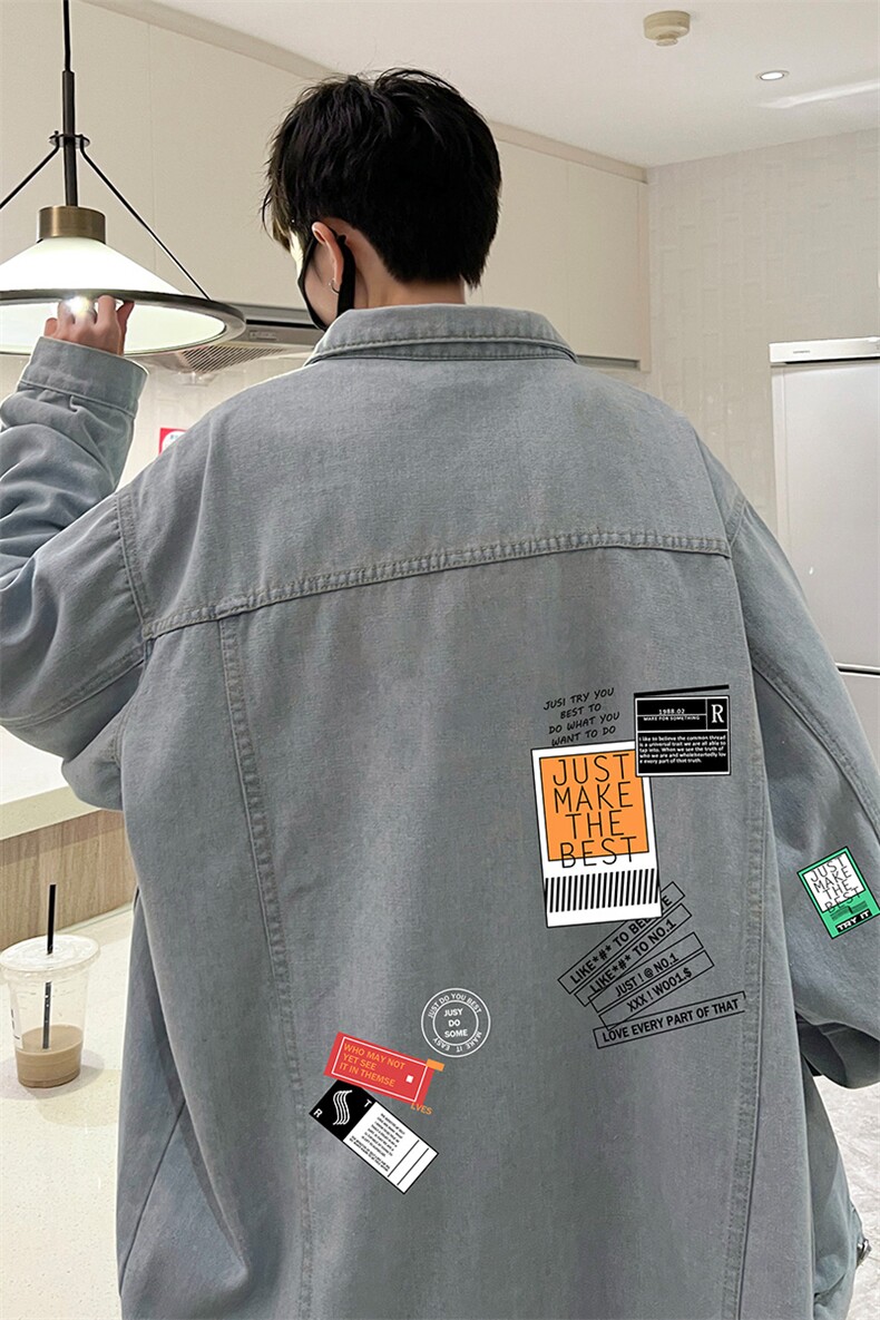 牛仔夹克男大码牛仔外套男茄克NJ77121-P60加绒款-P75,男装夹克,电商A040