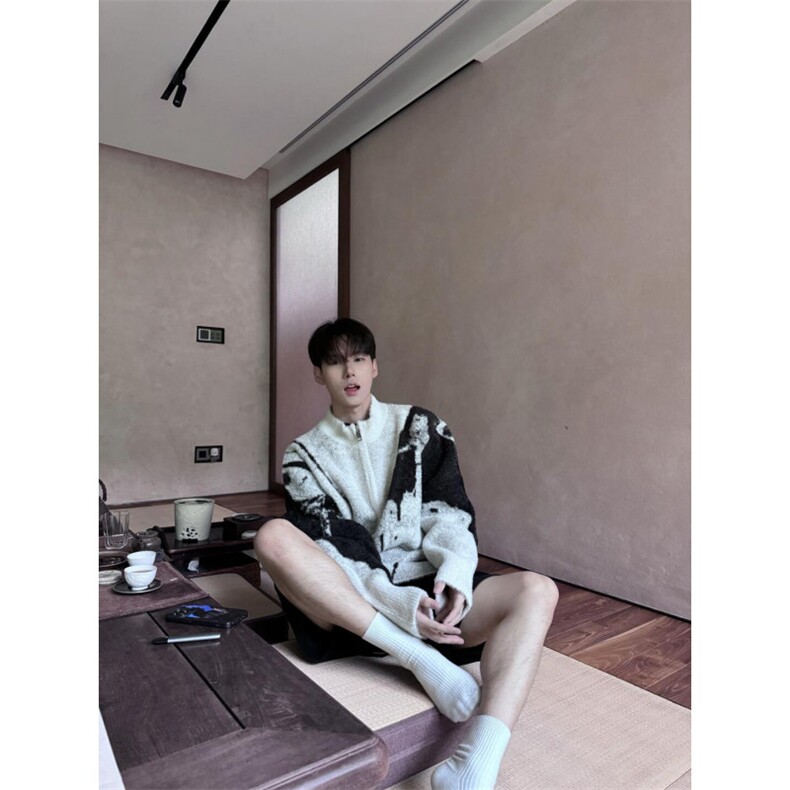 【有货】cleanfit撞色毛衣男秋冬高级痞帅开衫针织衫B06LL-特P68,男装针织衫/毛衣,星座1007（原301D）