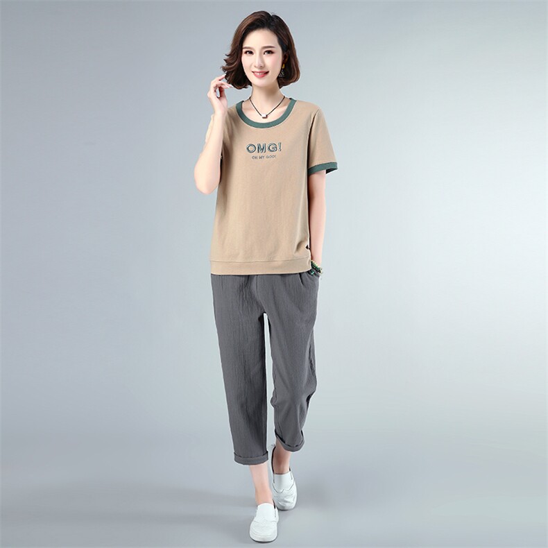 套装/套裙2021年夏季时尚圆领拼接色插袋两件套,女装套装/套裙,独衣靓