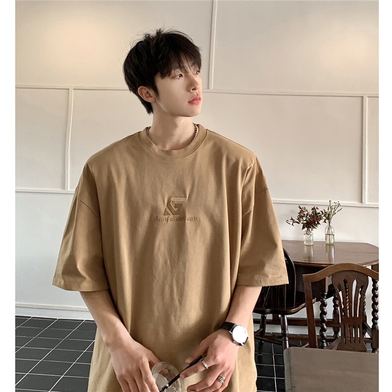 港风字母刺绣多色短袖T恤男DT77778P22块特价控45：供抖音视频，男装T恤，星座227-7