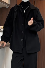 N2070/P75加棉P85冬季毛呢夹克男女中性风宽松大码呢子外套夹克，男装夹克，电商A141