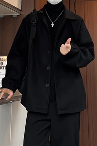 N2070/P75加棉P85冬季毛呢夹克男女中性风宽松大码呢子外套夹克图片