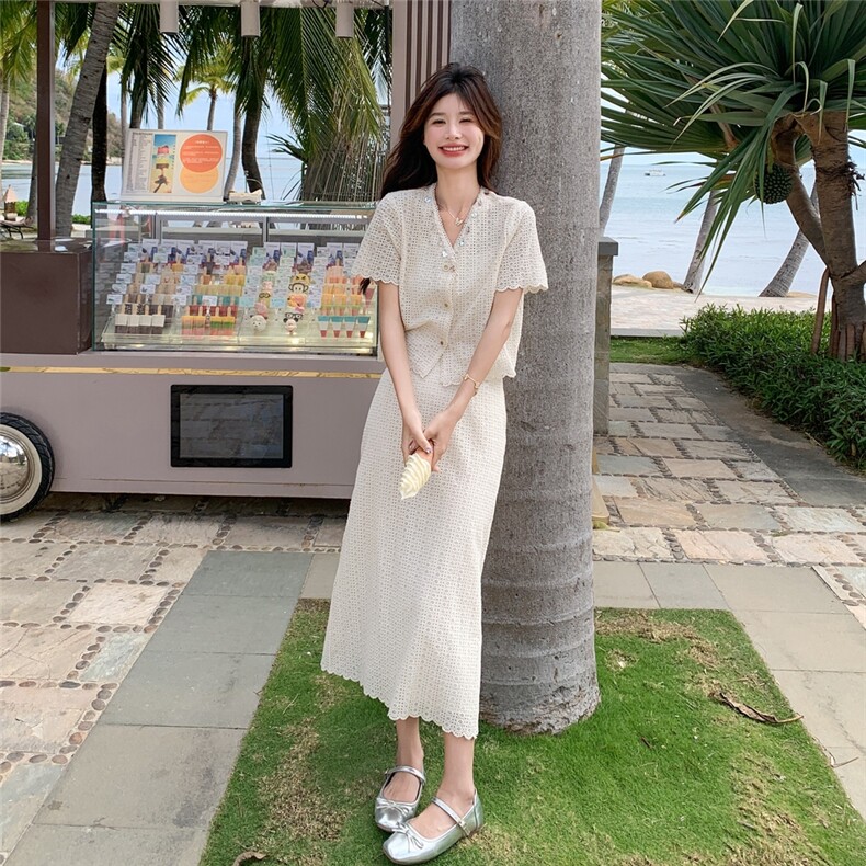 现货2025夏季新款蕾丝套装2C053款号805批160控238,女装套装/套裙,2C053