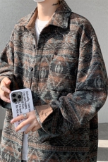 8XL-M复古大码民族风衬衫男款秋冬季加厚粗呢藏式外套CS29001P68，男装衬衫，电商B312