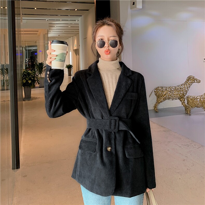 31号出货！2020春秋高品质灯芯绒收腰小西装165A-2001图片