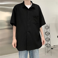 F284-P38夏季潮牌痞帅垂感宽松衬衣2024新款冰丝短袖衬衫男现货，男装衬衫，星座512-6