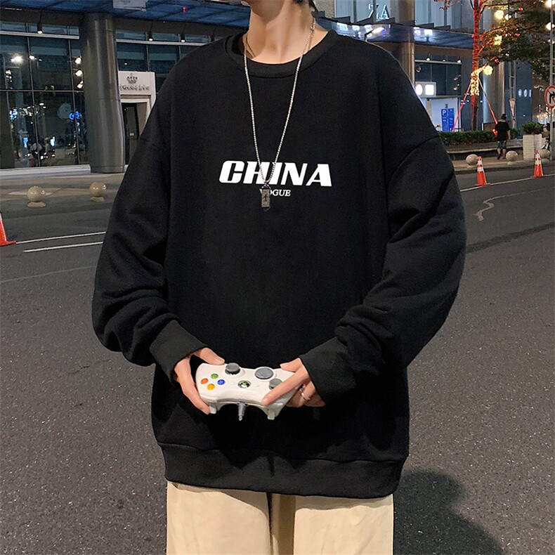 S6001-P28加绒款-P33秋季圆领卫衣男大码韩版宽松长袖外套,男装卫衣,电商A040