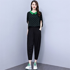 2024夏季新款时尚休闲运动套装宽松显瘦波点两件套舒适百搭潮流女装，女装套装/套裙，魅影