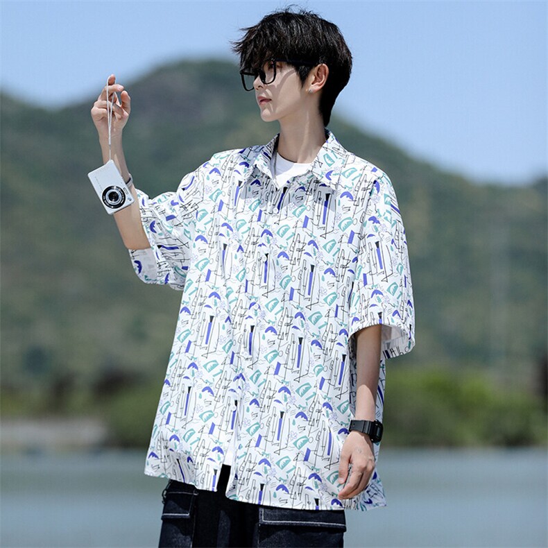 8XL-M花衬衫男短袖夏季薄款冰丝半袖宽松大码休闲外套DC28008P38,男装衬衫,电商B312