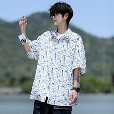 8XL-M花衬衫男短袖夏季薄款冰丝半袖宽松大码休闲外套DC28008P38，男装衬衫，电商B312