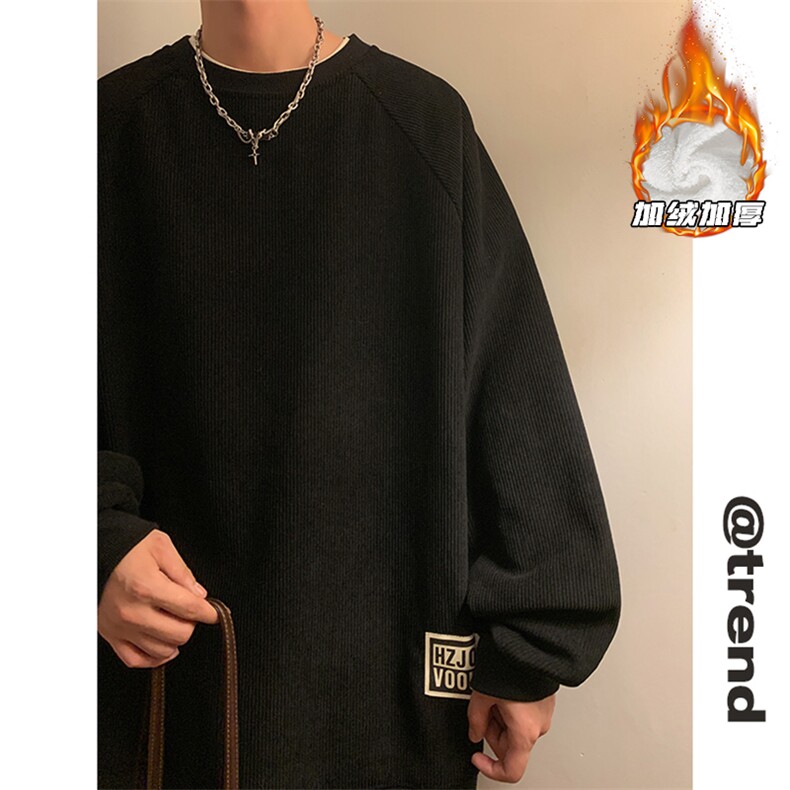 2025冬季新款港风黄墙大码圆领加绒超厚卫衣M-5XHW23905-特P35，男装卫衣，电商A022