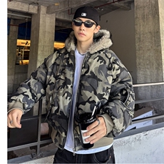 美式复古迷彩棉服外套冬季男女做旧棉衣工装棉袄M12245-P98，男装棉衣，电商C307
