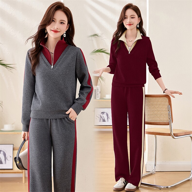 大码卫衣长袖气质休闲风针织秋冬金丝运动时尚套装，女装套装/套裙，梦依杭