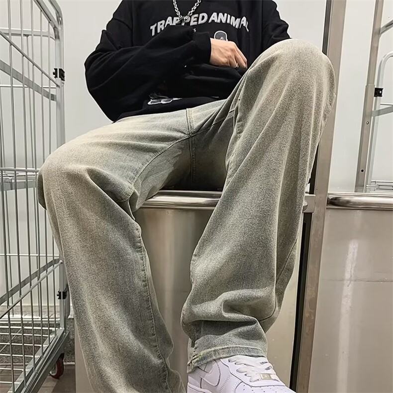 牛仔裤男秋季潮大码休闲裤子高街慵懒男N723P38,男装牛仔裤,星座1116-2