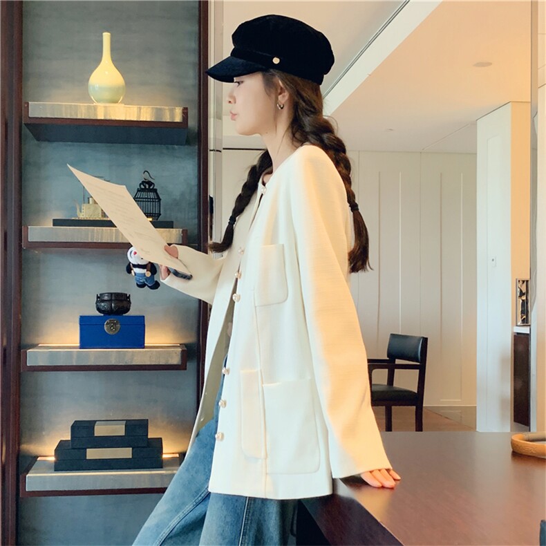 设计感炸街西装外套女2025春秋季新款韩系气质小香风显瘦西服上衣,女装西装,2C118