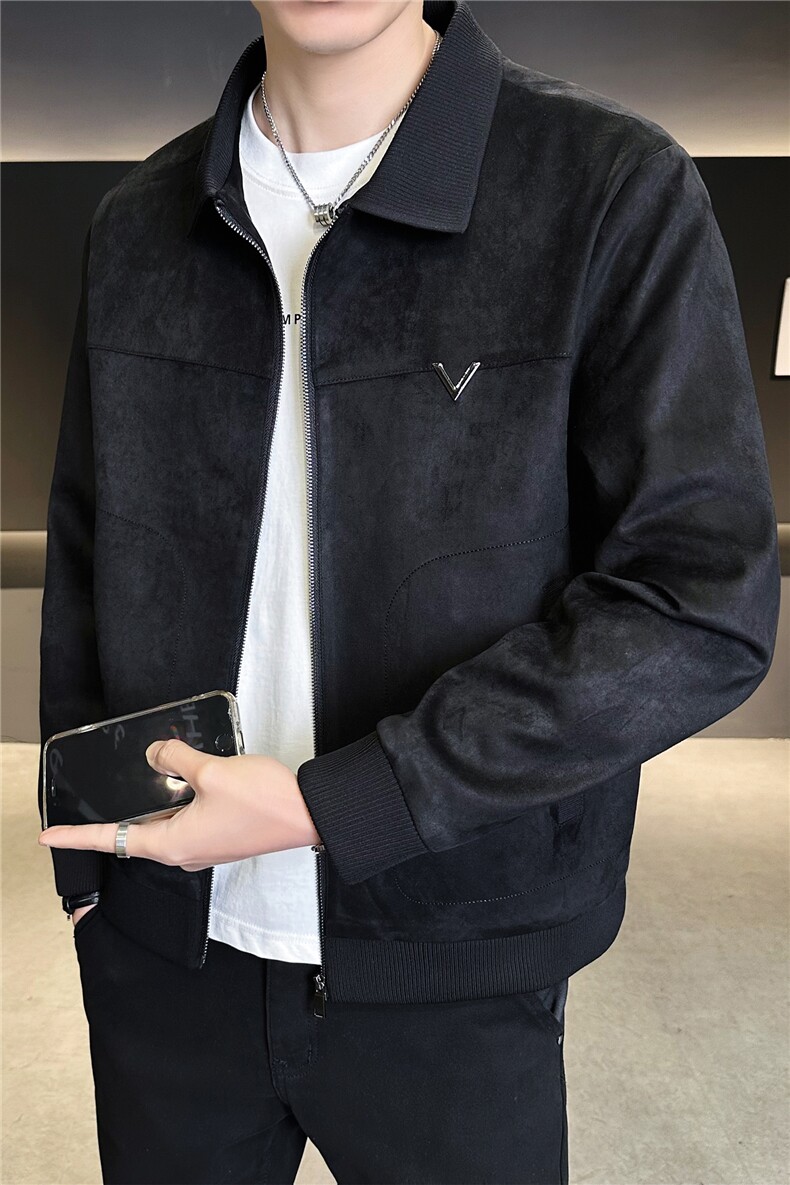 仿小牛皮翻领皮夹克春季男装皮衣C317-2686-P145卷后控188,男装夹克,电商C317