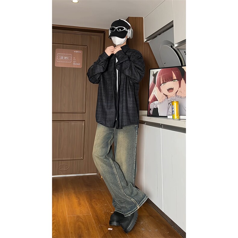 厚款宽松长袖格子衬衫男KD623-P30,男装衬衫,电商D312-1