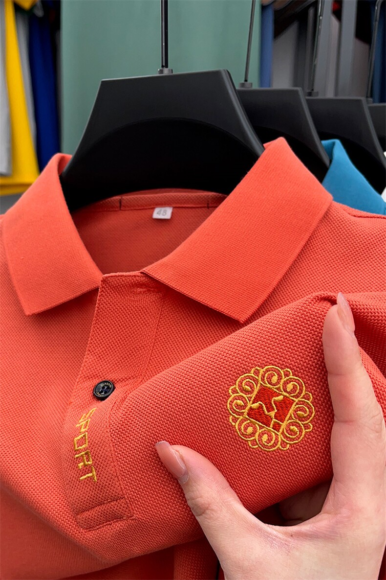 男装短袖T恤男2023夏季新款刺绣纯棉翻领POLO衫中年商务休闲体恤,男装Polo衫,电商B212（原钱塘6029）