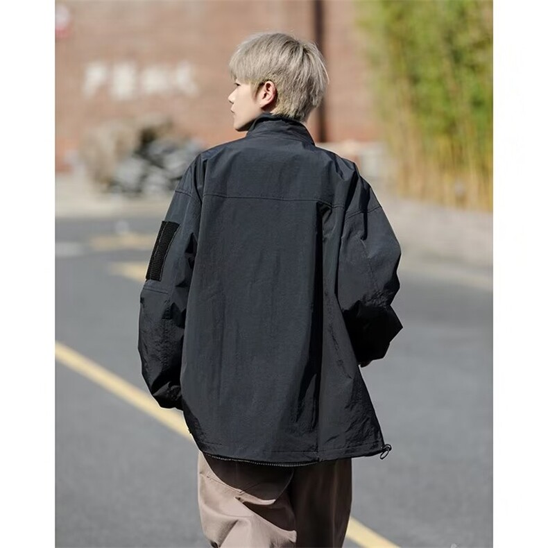 春秋季美式复古宽松立领机能工装夹克男休闲冲锋衣外套JK0136-P60,男装夹克,星座308B-1