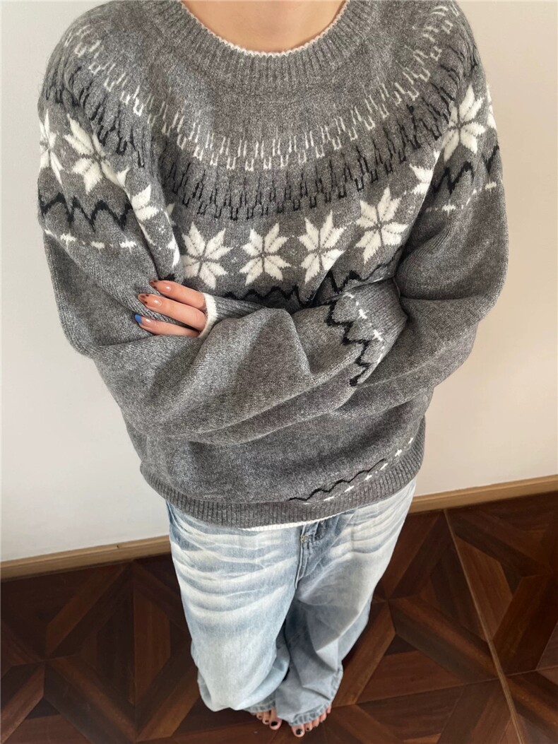 费尔岛美式慵懒学院风提花套头毛衣针织衫男女情侣65zzs136p65,男装针织衫/毛衣,电商D256A(原A064A)