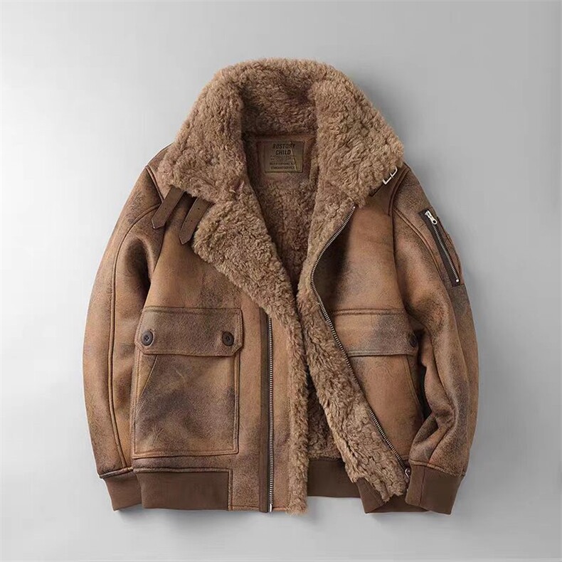 (网图)皮毛一体复古外套加绒鹿皮绒机车服外套夹克313B-8905-P180,男装夹克,星座313B