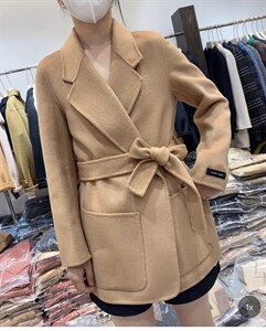 2021秋季新款时尚简约大方百搭双口袋系腰带百分百羊毛双面呢,其它,L·H·X