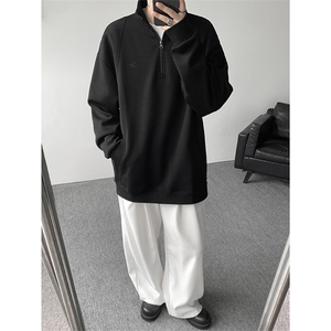 8XL-M重磅软糯美式半拉链立领卫衣男秋宽松大码复古POLO衫WY32P58图片