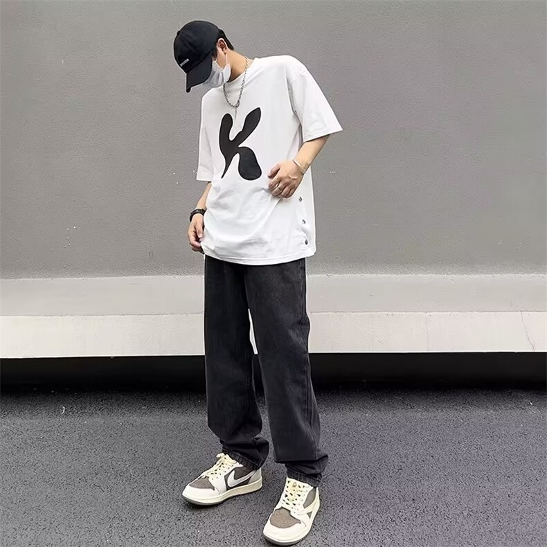美式vibe裤子高街水洗牛仔裤男设计感小众拉链裤N6035P40,男装牛仔裤,星座1116-2