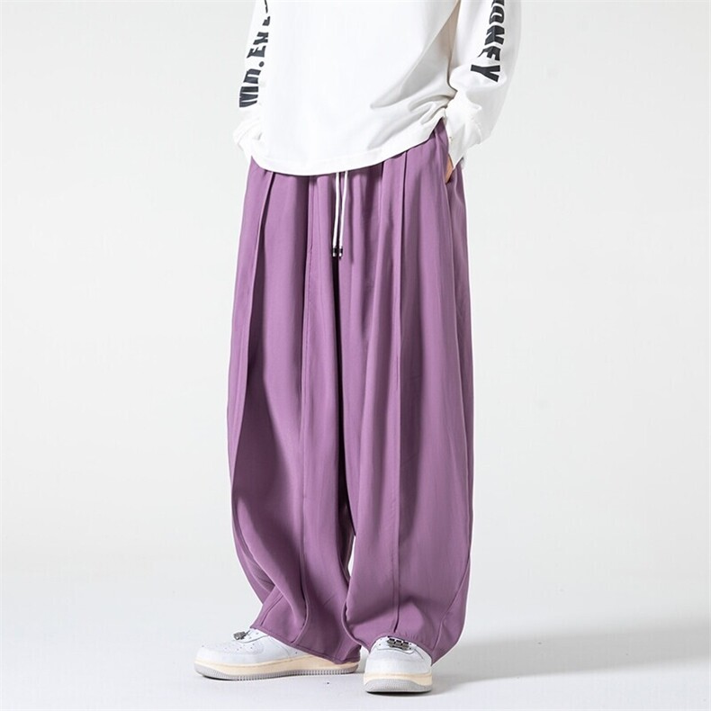 秋季大码港风复古裤子男女日系宽松工装阔腿灯笼裤潮K230/P70,男装休闲裤,电商A221A