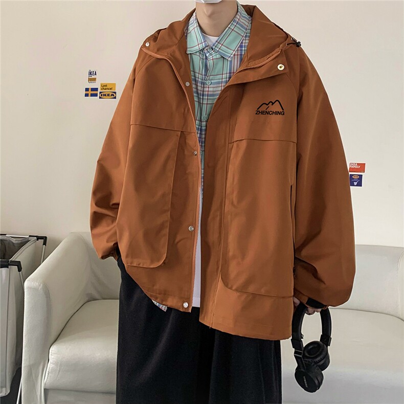 港风23秋季百搭宽松夹克连帽防水高品质外套TPF21特批65控108,男装夹克,电商A247