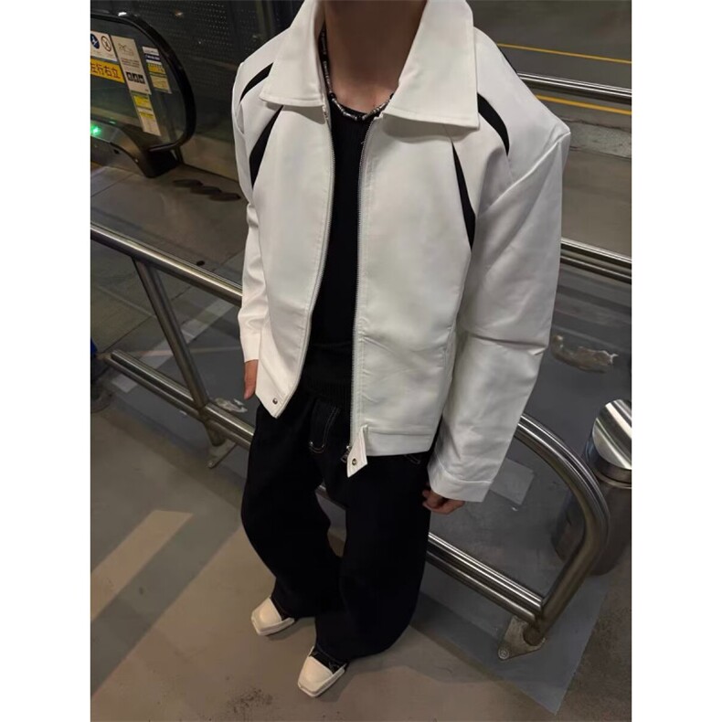 美式复古纯色新款拉链夹克男廓形宽松休闲百搭开衫外套百搭,男装夹克,星座506A