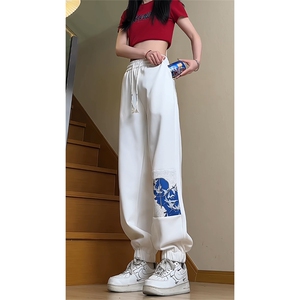 休闲裤抖音直播高品质风印花束脚裤现货供应C323-1-7734-P50图片